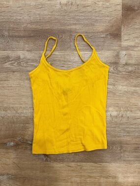 J. Crew Yellow Ribbed Spaghetti Strap Tank Top